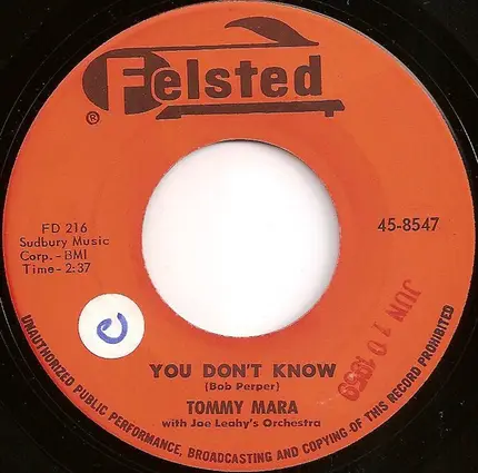 Tommy Mara With Joe Leahy Orchestra - Marie