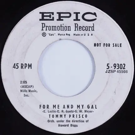 Tommy Prisco - For Me And My Gal / Till There Was You