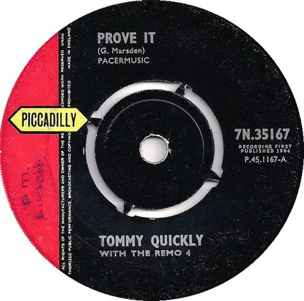 Tommy Quickly With The Remo Four - Prove It