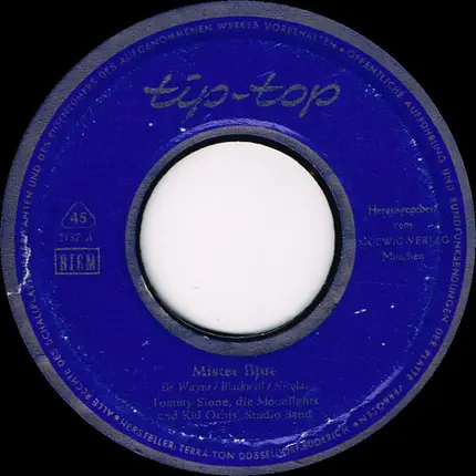 Tommy Stone , Die Moonlights , Kid Orbis' Studio Band / Dina Van Beeren - Mister Blue / Yes, You Little Boy
