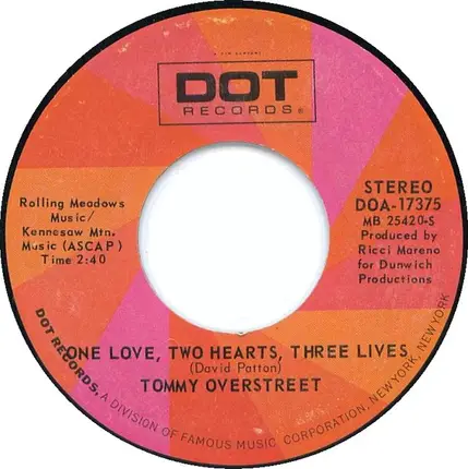 Tommy Overstreet - Gwen (Congratulations) / One Love, Two Hearts, Three Lives