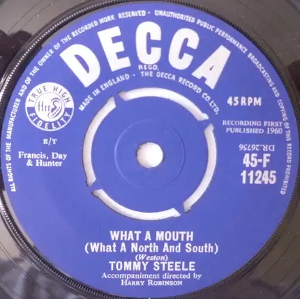 Tommy Steele - What A Mouth (What A North And South) / Kookaburra