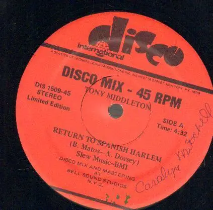 Tony Middleton - Return To Spanish Harlem