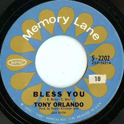 Tony Orlando - Halfway To Paradise / Bless You