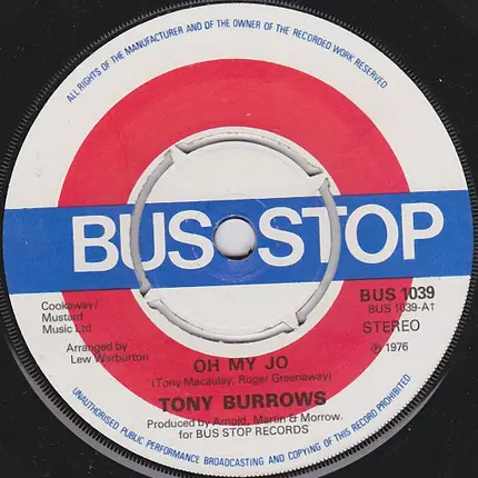 Tony Burrows - Oh My Jo