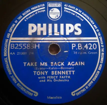 Tony Bennett With Percy Faith And His Orchestra And Chorus - Stranger In Paradise