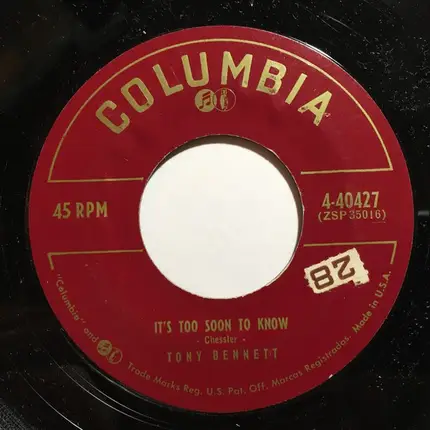 Tony Bennett - Close Your Eyes / It's Too Soon To Know