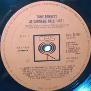 LP - Tony Bennett - Tony Bennett At Carnegie Hall Part I