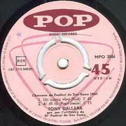 7inch Vinyl Single - Tony Dallara - Chansons Du Festival De San Remo 1961 - EP