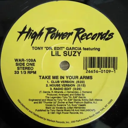 Tony Garcia, LiL Suzy - Take Me In Your Arms / Love Can't Wait
