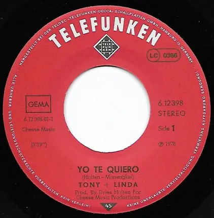 Tony & Linda - Yo Te Quiero