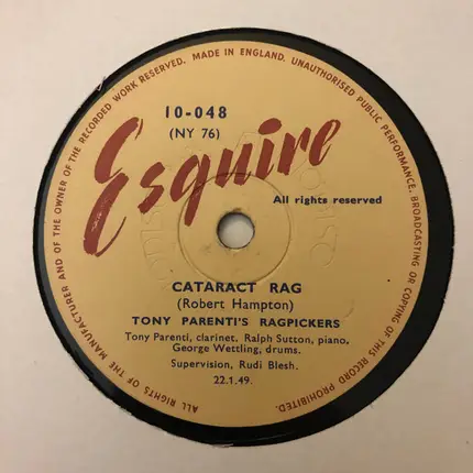 Tony Parenti's Ragpickers - Entertainers Rag / Cataract Rag