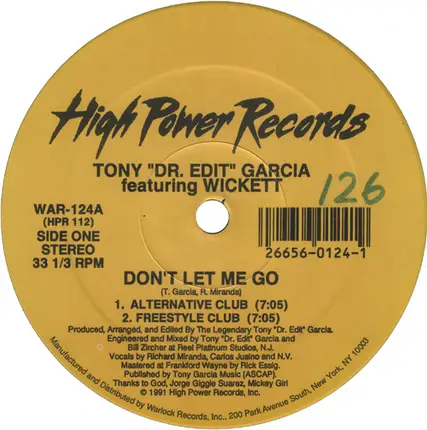 Tony Garcia, Wickett Rich, Edee - Don't Let Me Go / Baby It's You