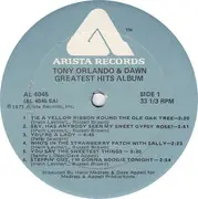 LP - Tony Orlando & Dawn - Greatest Hits