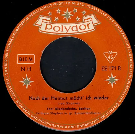 Toni Blankenheim - An Der Weser / Nach Der Heimat Möcht' Ich Wieder