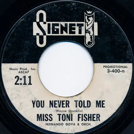 Toni Fisher - You Never Told Me / A Man That's Steady