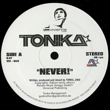 Tonka - Never! / J.O.E. (Jungle Of Emotion)