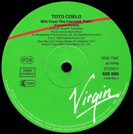 Toto Coelo - Milk From The Coconut (Extended Dance Mix)