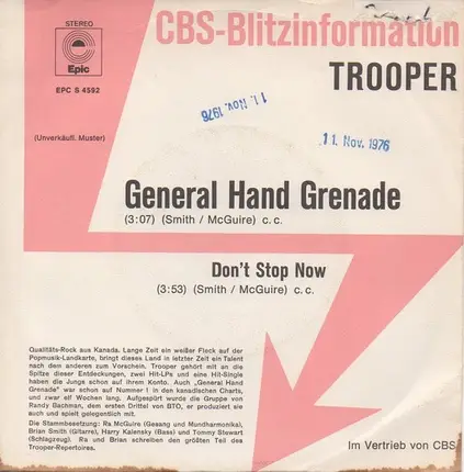 Trooper - General Hand Grenade / Don't Stop Now
