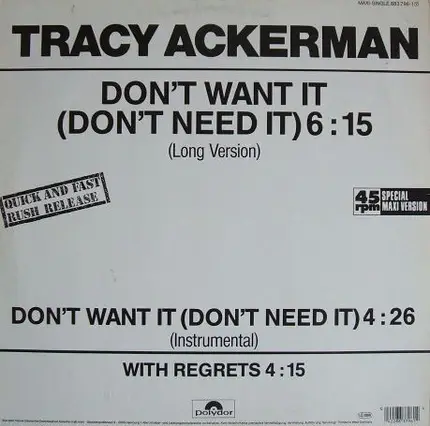 Tracy Ackerman - Don't Want It