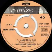 7inch Vinyl Single - Trini Lopez - Surf - If I Had A Hammer