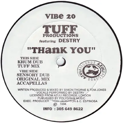 Tuff Productions featuring Destry - Thank You