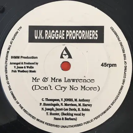 U.K. Raggae Proformers - Mr & Mrs Lawrence (Dont Cry No More)