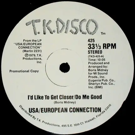 U.S.A. - European Connection - I'd Like To Get Closer / Do Me Good