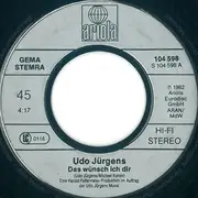 7inch Vinyl Single - Udo Jürgens - Das Wünsch Ich Dir / Ich War Noch Niemals In New York