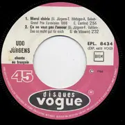 7'' - Udo Jürgens - Udo Jurgens Chante En Francais
