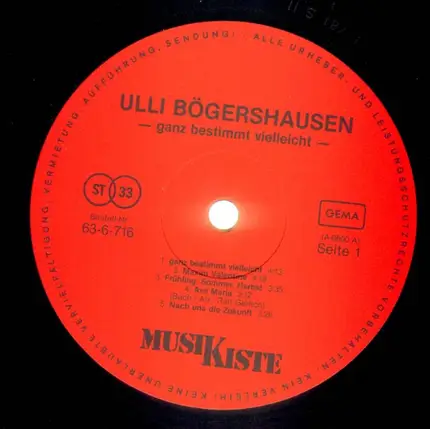 Ulli Bögershausen - Ganz Bestimmt Vielleicht