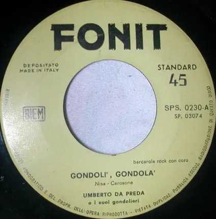 Umberto Da Preda - Gondoli Gondola / Venezia T'Amo
