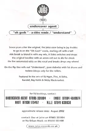 Undercover Agent - Oh Gosh (A-Sides Remix) / Understand