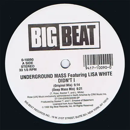 Underground Mass Featuring Lisa White - Didn't I