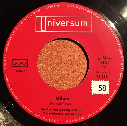 Undine von Medvey / Die Johnson Brothers - Milord / Gitarren Klingen Leise Durch Die Nacht