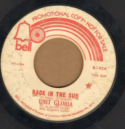 Unit Gloria - Back In The Sun / See That Fool