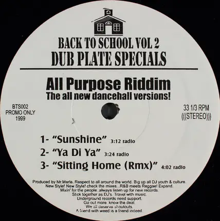 Dancehall Sampler - Back To School Vol 2 Dub Plate Specials