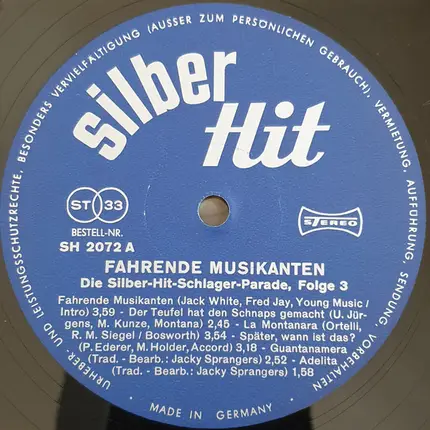 Unknown Artist - Fahrende Musikanten - Die Silber-Hit-Schlagerparade Folge 3