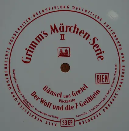 Unknown Artist - Hänsel Und Gretel / Der Wolf Und Die Sieben Geißlein