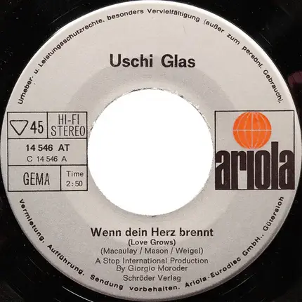 Uschi Glas - Wenn Dein Herz Brennt (Love Grows) / Laylalou