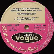 LP - Ustad Ghulam Hussein Khan - Musique Classique Indienne