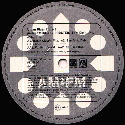 Urban Blues Project Presents Michael Procter - Love Don't Live (Jazz 'N' Groove / CJ Mackintosh Mixes)
