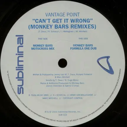 Vantage Point - Can't Get It Wrong (Monkey Bars Mixes)