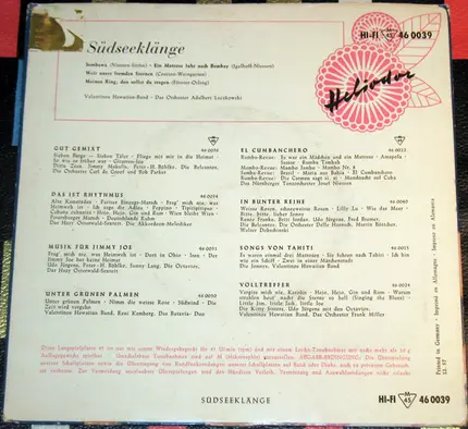 Valentinos Hawaiian-Band , Orchester Adalbert Luczkowski - Südseeklänge