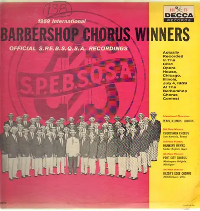 Pekin Chorus, Chordsmen, Harmony Hawks... - 1959 International Barbershop Chorus Winners