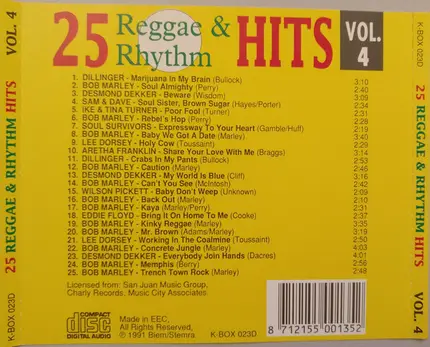 Dillinger, Bob Marley, Desmond Dekker a.o. - 25 Reggae & Rhythm Hits Volume 4