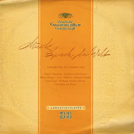 Schumann / Beethoven / Wagner / Schubert a.o. - Musik ... Sprache Der Welt (Ausschnitte Aus Werken Von...)