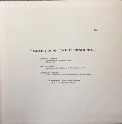 Francois Couperin / Jacques Aubert / Antoine Dauvergne - A Concert Of 18th Century French Music