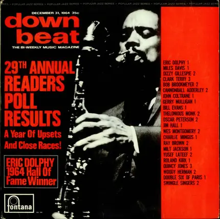 Eric Dolphy, Oscar Peterson, Thelonious Monk, etc - The Winners Of Down Beat's Readers Poll 1964