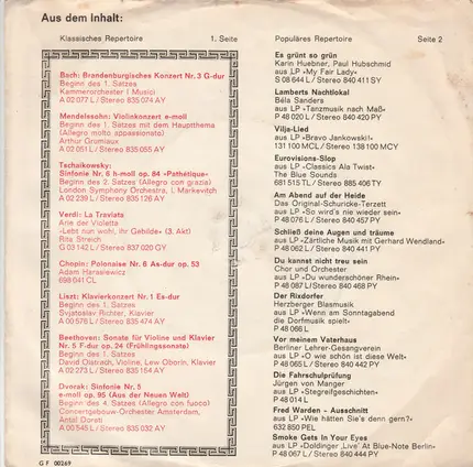 Various - Hörproben Aus Dem Philips / Fontana Katalog